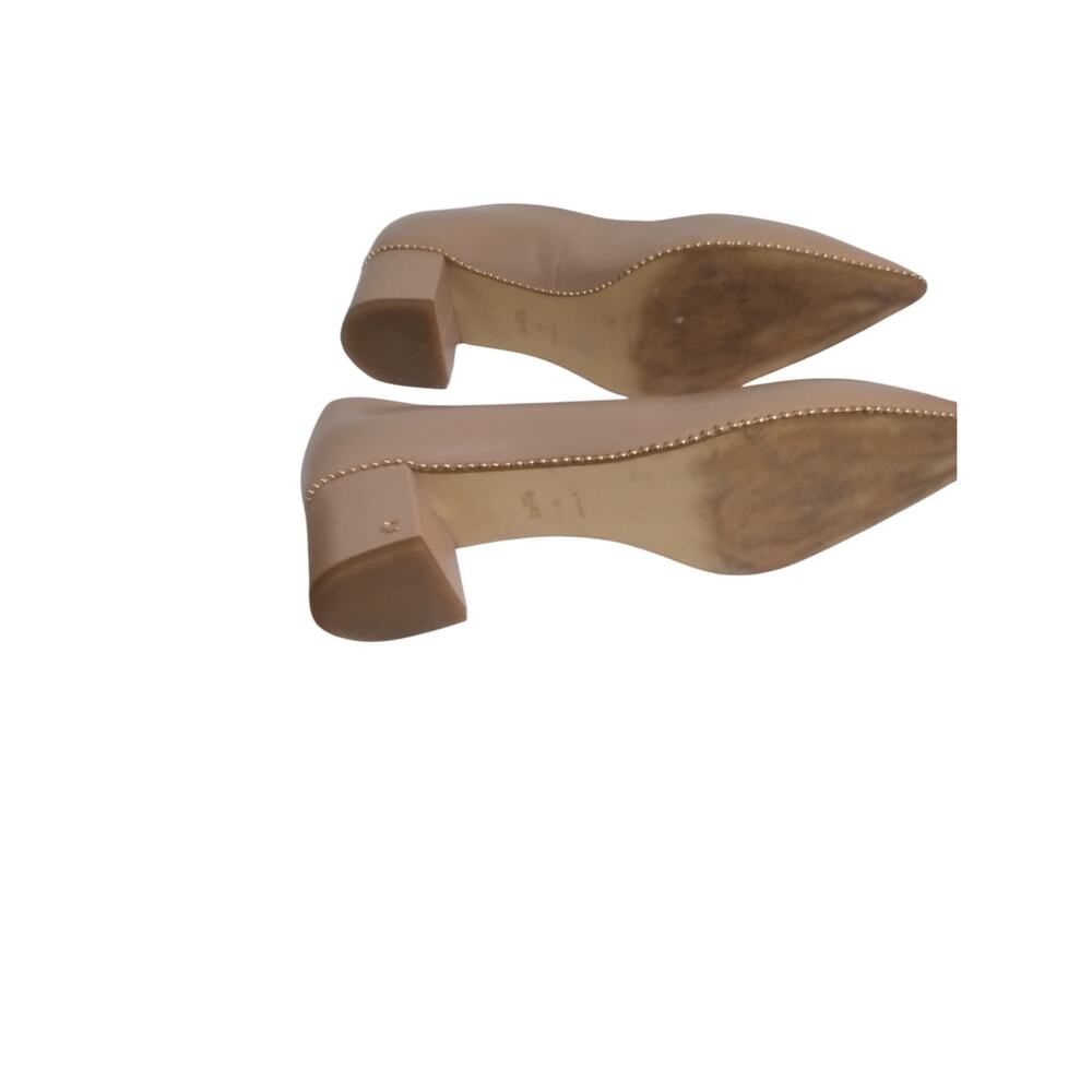 Coach Willa Leather Gold Studded Pointed Toe Block Heels Biege Size 10 - Picture 10 of 11